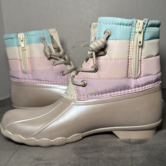 New Sperry Kid’s Saltwater Ankle Boot Duck Boot Iridescent Pastel Size 3 & 6 - Picture 5 of 14